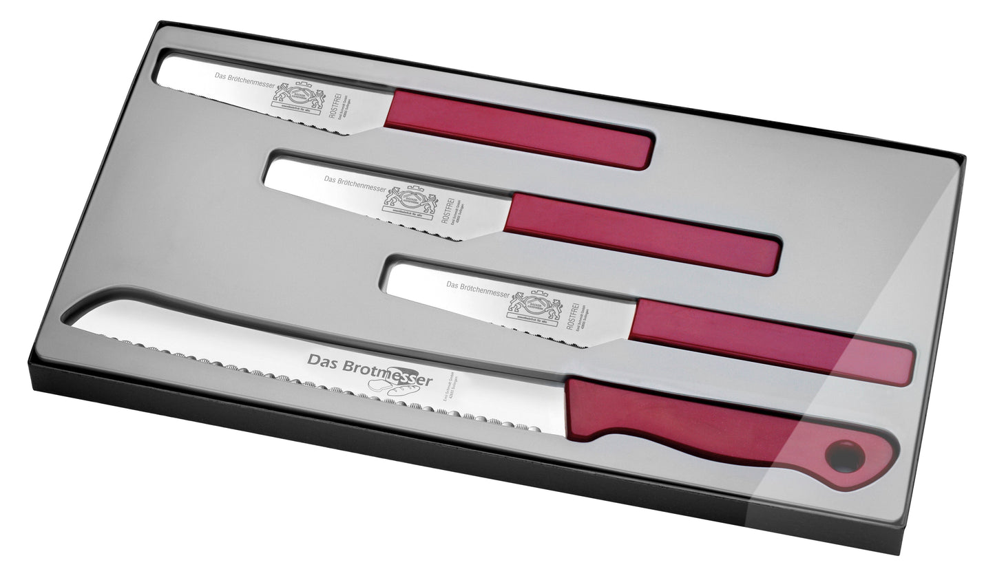 4er Set Brot- und Brötchenmesser METALLIC